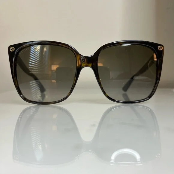 Gucci 57 mm Square Sunglasses in Black/Dark Havana - GG0022S 003 - Picture 5 of 8